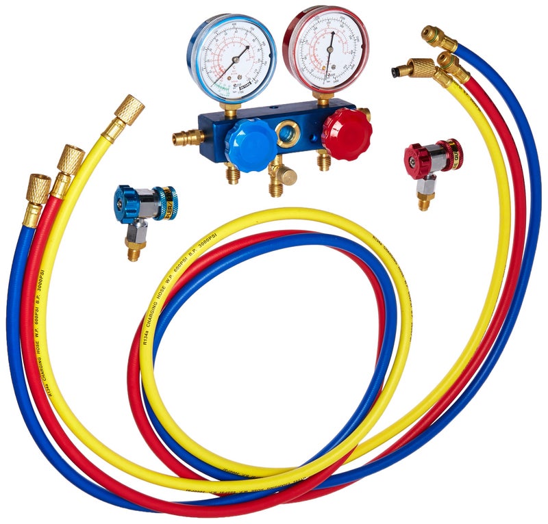 Robinair (49134A) R134 Aluminum Manifold, Hose Set and Service Couplers,MultiColor - Image 1